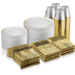 Gold rimmed clearance plastic plates bulk